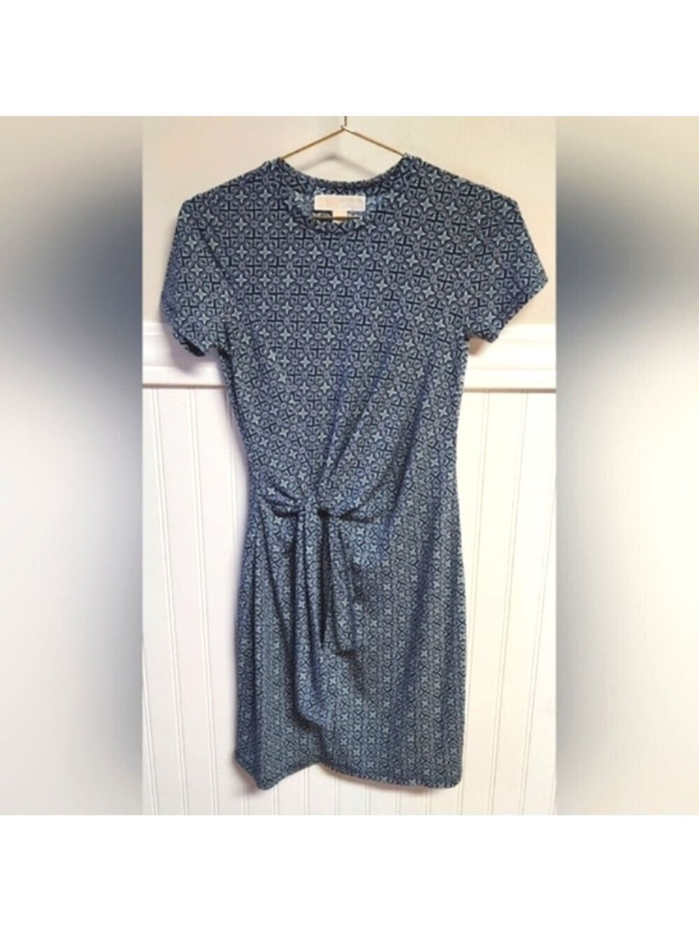 Michael Michael Kors Tile Print Short Sleeve Tie Dress Petite - New Without Tags